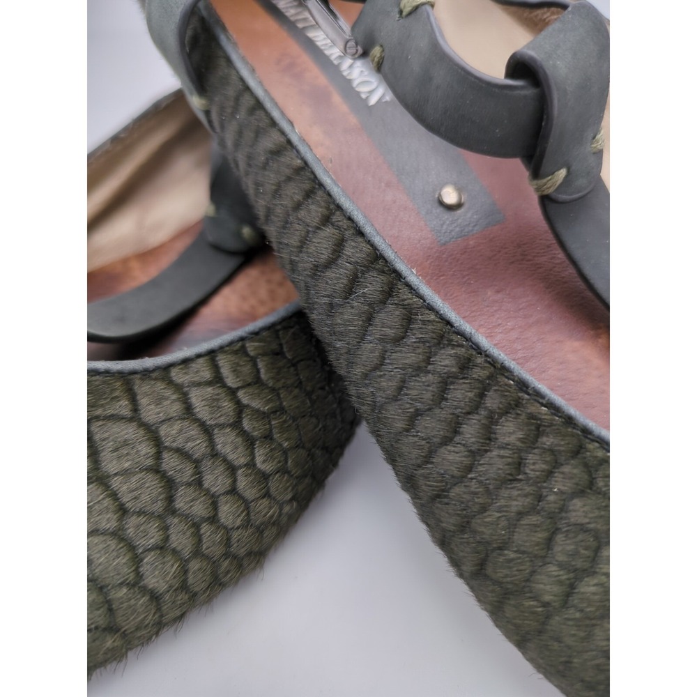 Anthropologie Matt Bernson Calf Hair Flats Womens 7.5 Black Textured Geometric - Picture 6 of 16